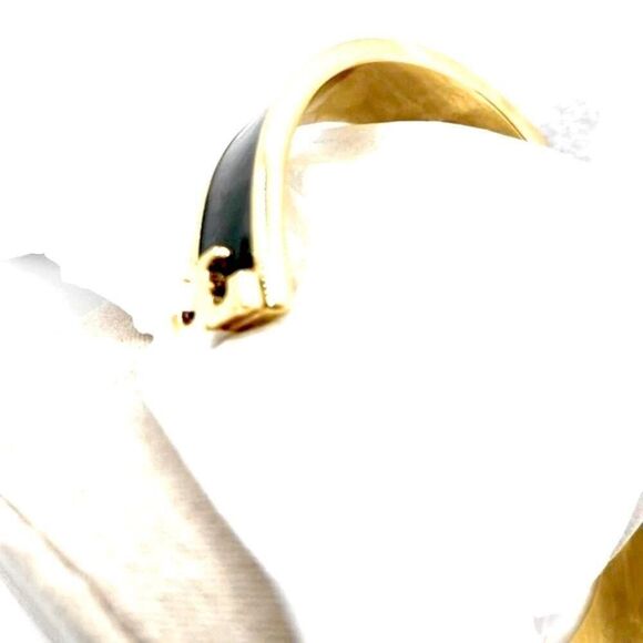 NWOT Tory Burch Kira Black Enameled Bangle Hinged Bracelet - Picture 6 of 6